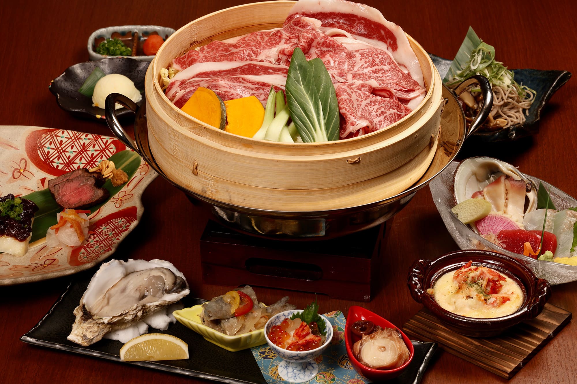 【白老牛】蒸篭蒸し付きコース